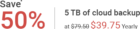 Save 50% off | Starts at 5 TB at $39.75